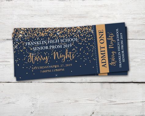 Starry Nights Prom, Starry Nights Theme, Prom Ticket Design, Prom Themes Starry Night, Prom Invitations, Starry Night Prom, Prom Invites, Prom Tickets, Matric Farewell