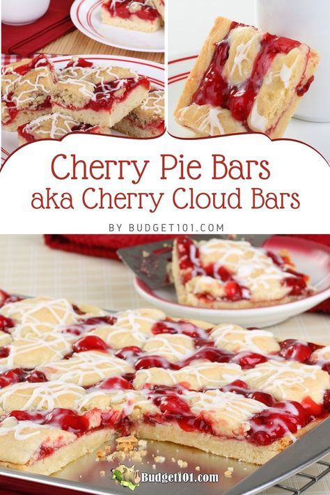 Cherry Pie Cloud Bars Recipe For Cherry Pie, Cherry Pie Bars Recipe, Cherry Pie Bars, Cooks Country, Homemade Cherry Pies, Cherry Bars, Cherry Pie Recipe, Pie Bar Recipes, Apple Pie Bars