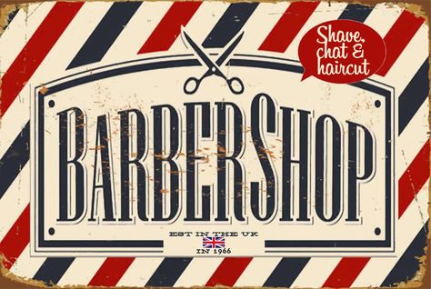 Barber Shop Retro Metal Sign Wall Plaque Gift 15X20Cm Red & Blue Barber Shop Vintage, Barber Shop Sign, Barber Shop Interior, Barber Logo, Barber Shop Decor, Vintage Barber, Unique Bird Houses, Shop Front Signage, Retro Metal Signs