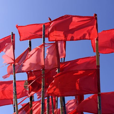 Red fishing buoy flags on the boat moored in the dock against the blue sky Red Flags, Red Flag, In A Relationship, A Relationship, Dating Site, How To Know, Walking, Flag, Red