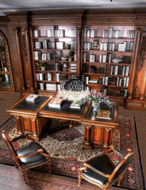 Classical Office Interior, Classical Office, Ideas Office Decor, Victorian Office, Classic Office Furniture, Traditional Home Offices, Law Office Design, Law Office Decor, Interior Design Office