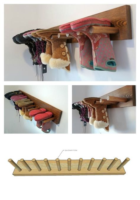 Hang boots on the wall in the Living Room Coat Closet! Diy Shoe Rack, Boot Rack, Boot Storage, Build A Wall, Boot Room, Laundry Mud Room, Diy Shoes, Easy Diy Projects, Shoe Storage