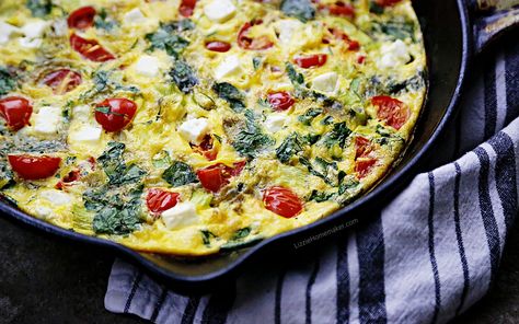 Spinach Feta Frittata, Feta Breakfast, Feta Frittata, Tomato Frittata, Tomato And Feta, Tomato Breakfast, Spinach Breakfast, Breakfast Frittata, Spinach Frittata