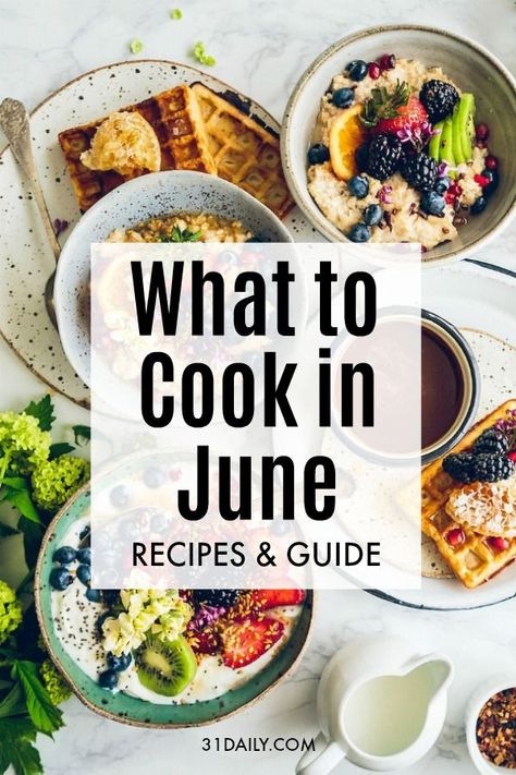 What to make in June? Check out recipes for avocados, strawberries, blueberries, cucumbers, eggplant, greens, rhubarb and more! What to Cook in June, Recipes and Produce Guide | 31Daily.com #june #inseason #picnic #gardening #31Daily Healthy Rhubarb Recipes, June Recipes, Avocado Hummus Recipe, Veg Diet, 31 Daily, Produce Recipes, Farmers Market Recipes, Strawberries Blueberries, Rhubarb Recipes