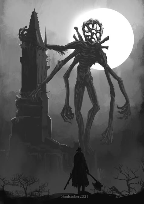 Bloodborne Art, Cosmic Horror, Monster Concept Art, Bloodborne, Elden Ring, Creepy Art, Creature Concept Art, Creature Concept, Monster Art