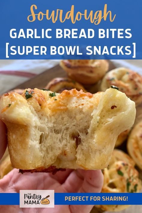 Sourdough Garlic Bread Bites are a fun way to enjoy garlic bread with a sourdough twist. Sourdough Superbowl, Sourdough Flavors, Sourdough Snacks, Sourdough Garlic Bread, Garlic Bread Bites, Bread Bites Recipe, Same Day Sourdough, Garlic Bread Sticks, Garlic Bites