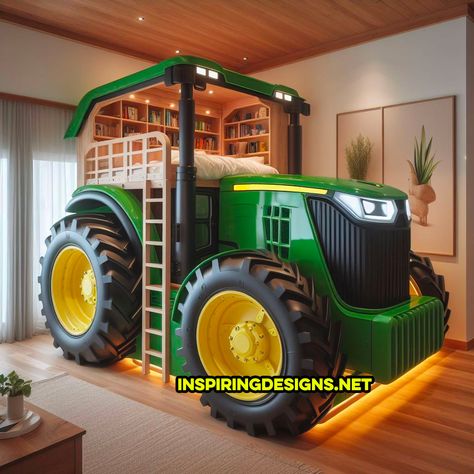 These Giant Tractor Kids Beds Will Turn Bedtime into an Adventure on the Farm! Toddler Bed Ideas, Tractor Bed, Kids Car Bed, Pallet Beds, Western Bedroom, Car Bed, Boy’s Room, Boys Bedding, Bedroom Decor Design