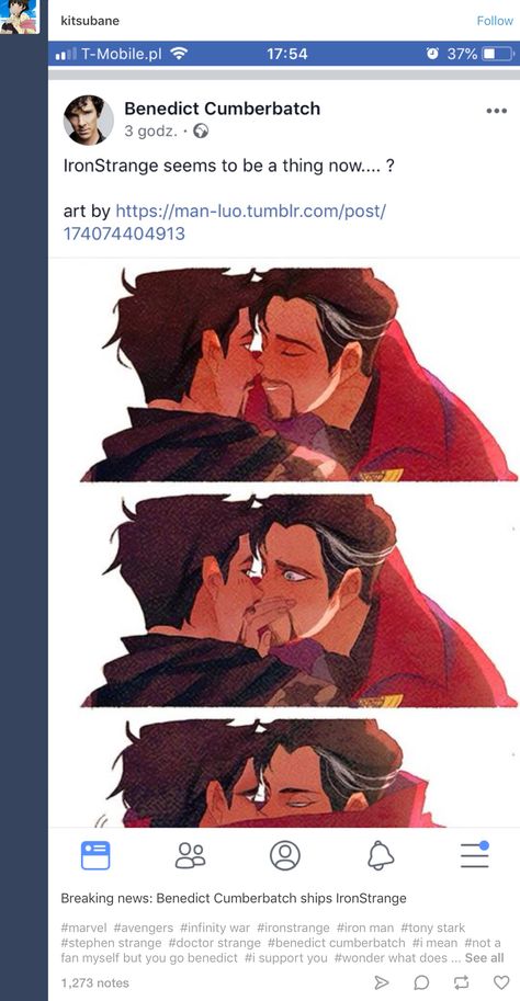 Okay, maybe that really isn’t Benedict but Ironstrange is dominating Tumblr and WOW it’s buzzin’ Ironstrange Fanart Comic, Ironstrange Fanart Kiss, Tony Strange, Ironstrange Fanart, Villain Hideout, Ironstrange Family, Iron Strange, Mcu Characters, Marvel Ships