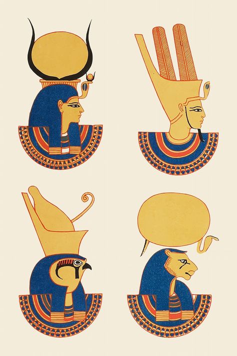 Egyptian Art Drawing, Egyptian Design Pattern, Egyptian Gods And Goddesses, Egyptian Crafts, Egyptian Drawings, Antique Archeology, Egyptian Painting, Ancient Egypt Gods, Egyptian Design