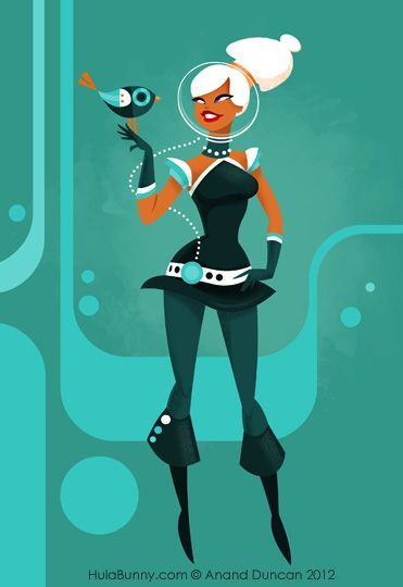 Retro Futurism Character Design, Anand Duncan, Retro Space Girl, Sci Fi Girl, Retro Kunst, Retro Space, Girl Character, Space Girl, Affinity Designer