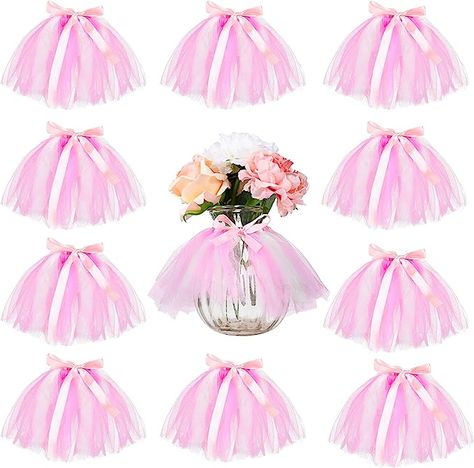 Amazon.com: 12 Pieces Mini Tutu Table Skirt Wine Bottle Cover Tutu Skirt Tulle Tutu Table Skirt Decor Tutu Garland Tulle Table Centerpieces for Wedding Baby Shower Cake Dessert Birthday Party (Pink and White) : Home & Kitchen Dessert Birthday Party, Table Centerpieces For Wedding, Tulle Garland, Tutu Diy, Tulle Balloons, Tutu Table Skirt, Dessert Birthday, Tutu En Tulle, Tutu Table