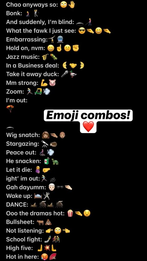 Fav Emoji Combos, Emoji Combos With Meaning, Pretty Emoji Combos, Funny Text Emoji Combos, Savage Emoji Combos, Bf Emoji Combos, Happy Birthday Emoji Combo, Emoji Combos For Boyfriend, Sassy Emoji Combinations