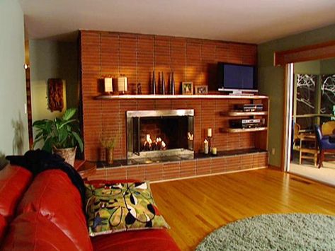 Modern Fireplace Mantle, Midcentury Fireplace, Midcentury Modern Fireplace, Modern Brick Fireplace, Floating Fireplace Mantel, Southwest Modern, Art Deco Fireplace, Living Room Mantle, White Brick Fireplace