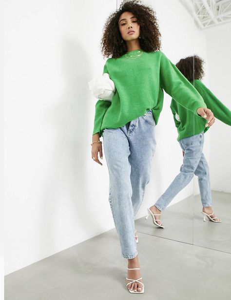 Crew Neck Jumper, Green Fashion, Bright Green, Drop Shoulder, Crew Neck Sweater, Neck Sweater, Access Denied, Asos, Jumper