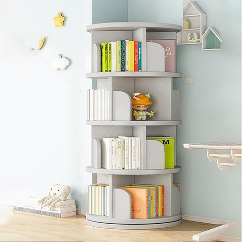 Amazon.com: Rotating Bookshelf Tower, 4/5 Tier Circular Bookshelf for Kids&Adults, 18 in Wood 360° Floor Standing Book Storage Rack, Spinning Bookshelf Tower for Classroom Playroom Study Bedroom (Grey, 1-4) : Home & Kitchen Circular Bookshelf, Spinning Bookshelf, Round Bookshelf, Bookshelf For Kids, Rotating Bookshelf, Study Bedroom, Bookshelves Kids, Gray Bedroom, Wood Bedroom