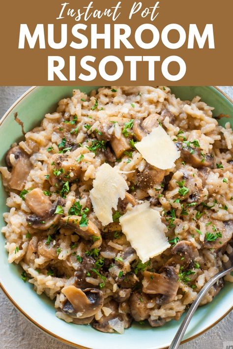 Italian Rice Recipes, Instant Pot Mushroom Risotto, Mushroom And Pea Risotto, Filet Mignon Chorizo, Gluten Free Instant Pot, Mushroom Risotto Recipes, Instant Pot Recipes Vegetarian, Vegetarian Instant Pot, Risotto Recipe