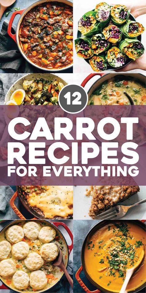 Have a stockpile of carrots you forgot about in the far reaches of your fridge? Luckily, carrots can do just about everything - cakes, muffins, soups, casseroles, stir-frys and more. Here are our favorite recipes to use them up! #carrots #soup #vegetarian Carrots Soup, Produce Drawer, Healthy Carrot Muffins, Clinical Dietitian, Spicy Carrots, Soup Vegetarian, Sauteed Carrots, Lemon Chicken Soup, Pot Beef Stew