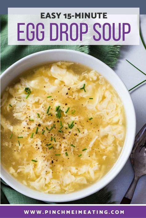 Ever wondered how to make restaurant quality Chinese egg drop soup? It couldn’t be more simple! This healthy and low carb soup is a quick and easy recipe you can make homemade in only 15 minutes! Egg Flower Soup Recipe, Chinese Egg Drop Soup, Egg Flower Soup, Easy Egg Drop Soup, Gf Ideas, Chinese Egg, Comforting Soup, Recipes Authentic, Egg Drop Soup