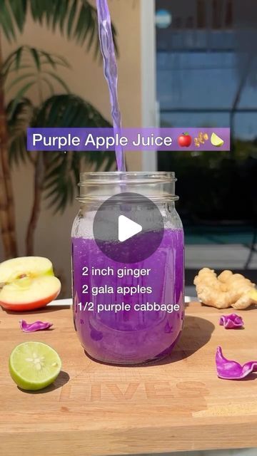 Health ☘️| Fitness 💪| Tips 🌟 on Instagram: "Purple Apple Juice 🍎🫚🍋‍🟩 Great post by @growyourownlives for more easy and delicious recipes.

(Save 10% on the Kuvings Auto10 Juicer & find my recipe Ebook linked in my bio)

Purple cabbage can be super delicious in juice recipes when juiced with the right ingredients 🫚 Fresh gala apples, ginger & key lime help to perfectly balance the flavor of the purple cabbage while also adding to the anti inflammatory & digestive benefits of this recipe ⚡️ I also recommend using the freshest head of purple cabbage as possible & straining well. For purple cabbage juice I usually use a double cheese cloth to remove all of the pulp. Would you try this juice? 🍎

Recipe yields roughly 1 liter of fresh juice that will last up to 72hrs refrigerated or up t Purple Cabbage Juice, Cabbage Benefits, Cabbage Juice, Gala Apples, Juicing Benefits, Purple Cabbage, Juice Recipe, Juice Recipes, Juice Bar