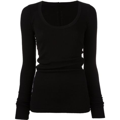 Rick Owens DRKSHDW scoop neck T-shirt ($232) ❤ liked on Polyvore featuring tops, t-shirts, shirts, sweaters, black, scoop-neck tees, long sleeve scoop neck tee, long sleeve cotton shirts, long-sleeve shirt and ribbed tee Cotton T Shirts, Ribbed Shirt, Rick Owens Drkshdw, Cotton Long Sleeve Shirt, Scoop Neck Tee, Dream Clothes, Rick Owens, Cute Tops, Black Long Sleeve