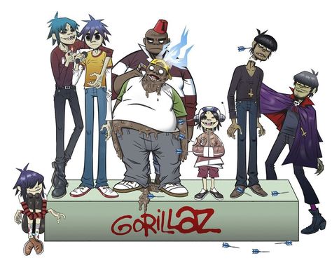 Glow 🍜 on Instagram: “Breaking into Stardom 💥 #gorillaz - Really had the urge to draw the Phase 1 gang in the Phase 2 style, so I came up with the idea of them…” Gorillaz Art Style, Gorillaz Icons, Gorillaz Band, Gorillaz Fanart, Gorillaz Noodle, Murdoc Niccals, Russel Hobbs, Gorillaz Fan Art, Silly Monkey