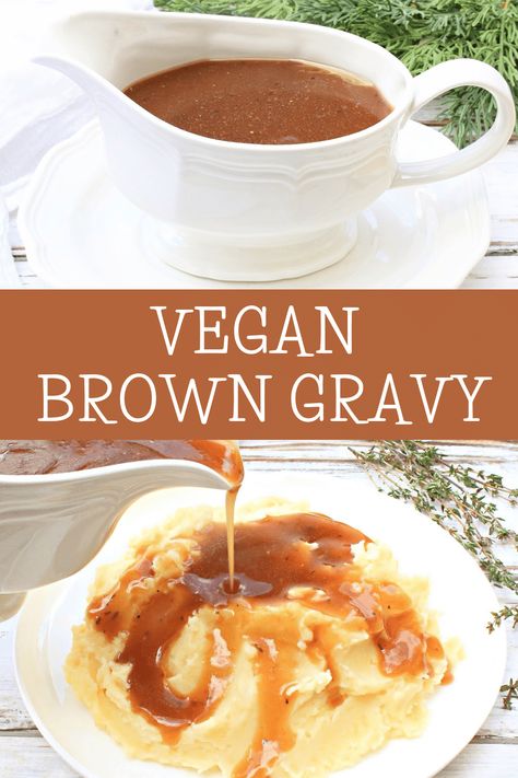 Brown Gravy Vegan Brown Gravy, Gravy Vegan, Homemade Brown Gravy, Paleo Pesto, Brown Gravy Recipe, Vegan Gravy, Vegan Beef, Vegan Worcestershire Sauce, Brown Gravy