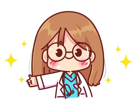 Cute Medical Drawings, Doctor Illustration Character, Cute Doctor Cartoon, Chibi Doctor, Kawaii Doctor, Medical Profile, Drawing Doctor, Doctor Illustration, Doctor Cartoon