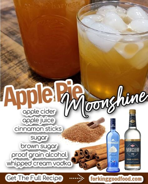 Apple Pie Moonshine Recipe Crockpot, Everclear Apple Pie Recipe, Apple Pie Booze Recipe, Homemade Apple Pie Moonshine, Apple Pie Drink Recipe With Everclear, Best Apple Pie Moonshine Recipe, Apple Cider Moonshine Recipe, Caramel Apple Pie Drink Alcohol, Carmel Apple Pie Moonshine Recipe