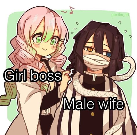 #kny #obanai #mitsuri Girlboss Malewife Dynamic, Wife And Husband, Me And My Husband, Silly Images, Matching Profile, Matching Profile Pictures, Club Outfits, Matching Pfps, Kimetsu No Yaiba