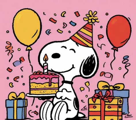 Bday Pfp Aesthetic, Snoopy Birthday Gif, Happy Birthday Drawings Aesthetic, Birthday Snoopy Wallpaper, Birthday Cartoon Aesthetic, Snoopy Birthday Cards, Snoopy Birthday Images, Snoopy Bday, Happy Birthday Snoopy