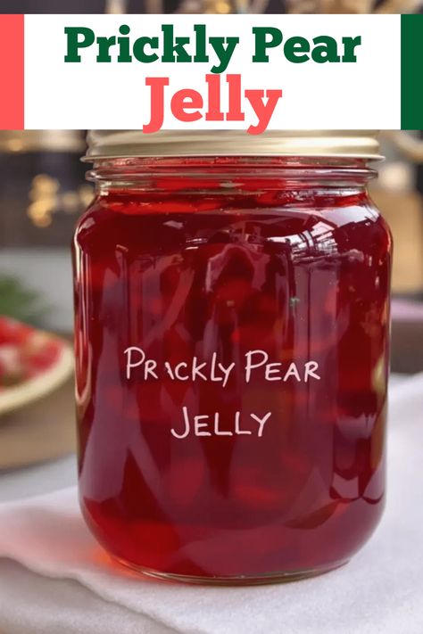 Prickly Pear Jelly Recipe

Ingredients

- 3 cups prickly pear juice
- 1/4 cup lemon juice
- 1 package (1.75 oz) fruit pectin (like Sure-Jell)
- 4 cups sugar
- 1/2 teaspoon vanilla extract (optional) Pear Jelly Recipes, Prickly Pear Jelly, Pear Jelly, Prickly Pear Juice, How To Make Jelly, Jelly Recipe, Pear Juice, Pepper Jelly, Jelly Recipes