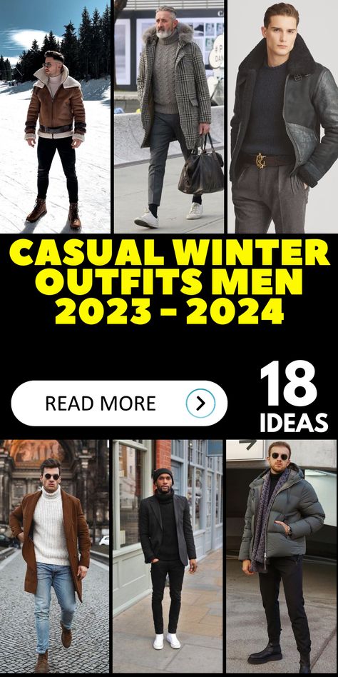 Elevate your winter wardrobe in 2023 - 2024 with our selection of casual winter outfits for men. Discover the perfect blend of street styles and business attire, ensuring you're prepared for the cold weather in a classy and fashionable way. From black coats to grid-patterned dress shirts, we've got your winter style covered. Mens Casual Dress Outfits Winter, Men’s Going Out Outfits Winter, Outfit Grid Men Casual Winter, Casual Winter Outfits Men Classy, Men’s Cold Weather Outfits, Mens Winter Style Cold Weather, Mens Winter Jackets Cold Weather, Mens Cold Weather Outfits, Mens Winter Outfits Casual Cold Weather