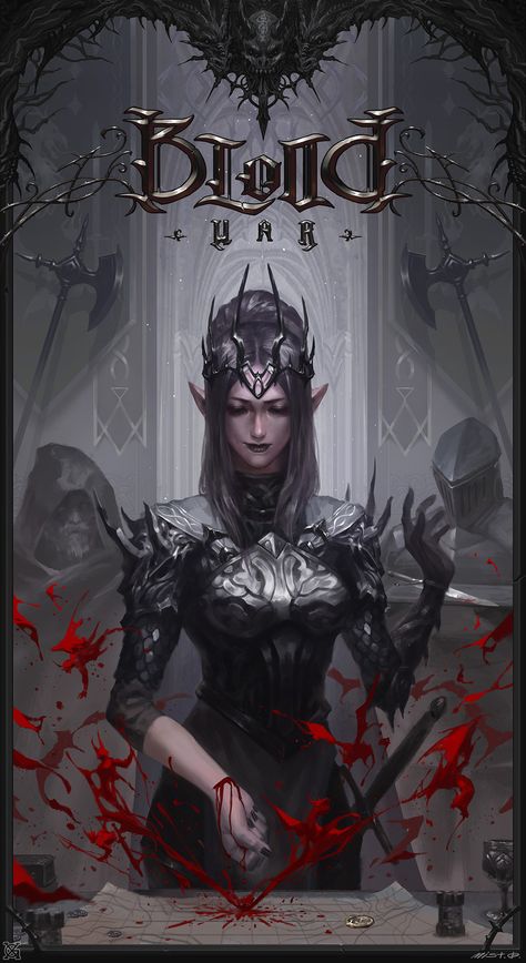 Blood war O1, mist XG on ArtStation at https://www.artstation.com/artwork/098o5 Vampire Sorceress, Blood Sorcerer, Blood Elf Female, Elf Female Art, Elf Sorcerer, Blood Witch, Elf Female, Blood Magic, Blood Mage