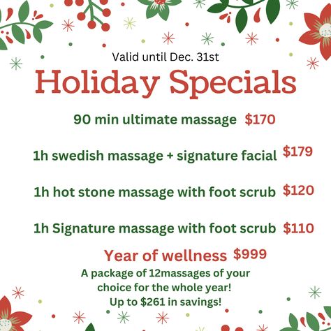 Massage Christmas, Christmas Massage, Christmas Spa, Spa Specials, Christmas Specials, Massage Business, Swedish Massage, Better Body, Hot Stone Massage