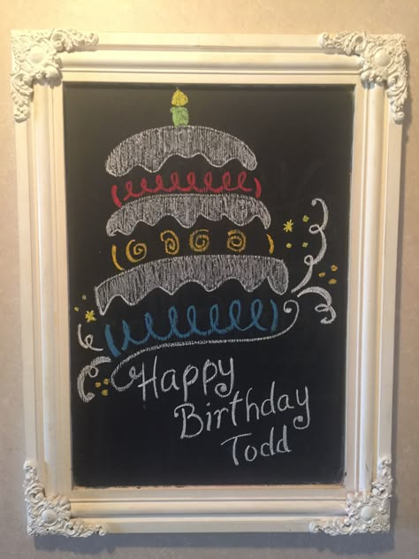 Happy birthday chalkboard Happy Birthday Chalkboard, Birthday Chalkboard Art, Chalkboard Pictures, Chalkboard Art Quotes, Chalkboard Wall Art, Chalk Writing, Chalkboard Doodles, Chalkboard Writing, Timmy Time