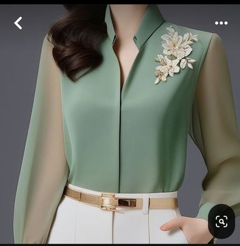 Ladies Shirts Formal, Fashion Sketches Dresses, Sketches Dresses, Shirts Summer, Elegant Blouses, Formal Suits, Elegant Shirt, Style Mistakes, Classy Women