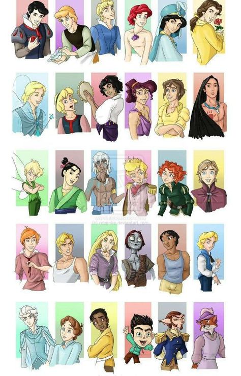 Disney Characters Genderbend, Disney Gender Swap, Disney Characters As Humans, Gender Bent Disney, Disney Gender Bender, Disney Punk, Alternative Disney Princesses, Princesas Disney Anime, Disney Character Art