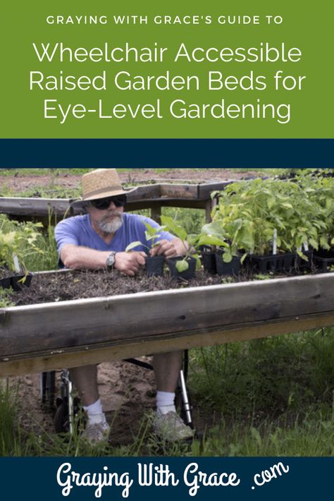 Using a wheelchair does not mean the end of your gardening hobby! Wheelchair accessible raised garden beds allow those with limited mobility to enjoy the benefits of this wonderful outdoor activity. They bring the garden up to you! #wheelchair #gardening Accessible Raised Garden Beds, Raised Garden Beds For Wheelchairs, Raised Garden Beds For Seniors, Wheelchair Accessible Garden Raised Beds, Accessible Garden Design, Wheelchair Accessible Garden, Wheelchair Gardening, Wheelchair Garden, Adaptive Gardening