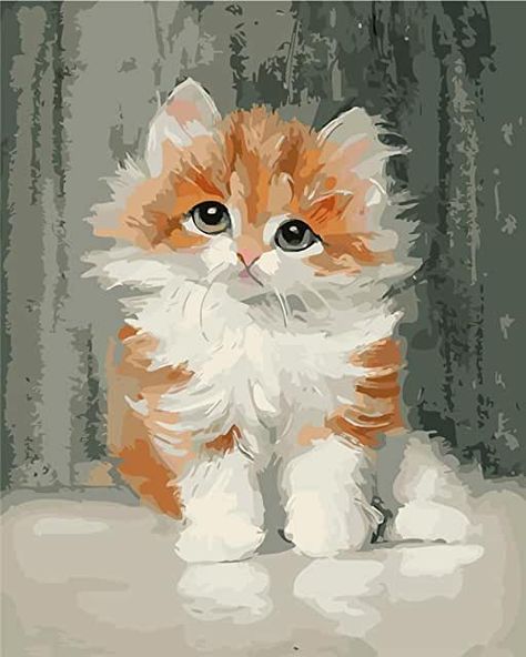 Oil Painting Pictures, Gatto Carino, Cute Little Kittens, Diy Oils, Hur Man Målar, Paint By Numbers, Paint By Number Kits, Orange Cat, Cat Painting