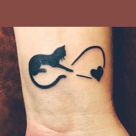 Cat Heartbeat Tattoo, Cat Infinity Tattoo, Cat Paw Tattoos, Ambigram Tattoo, Tiny Tats, Kitty Tattoo, Heartbeat Tattoo, Rose Shoulder Tattoo, Black Cat Tattoos