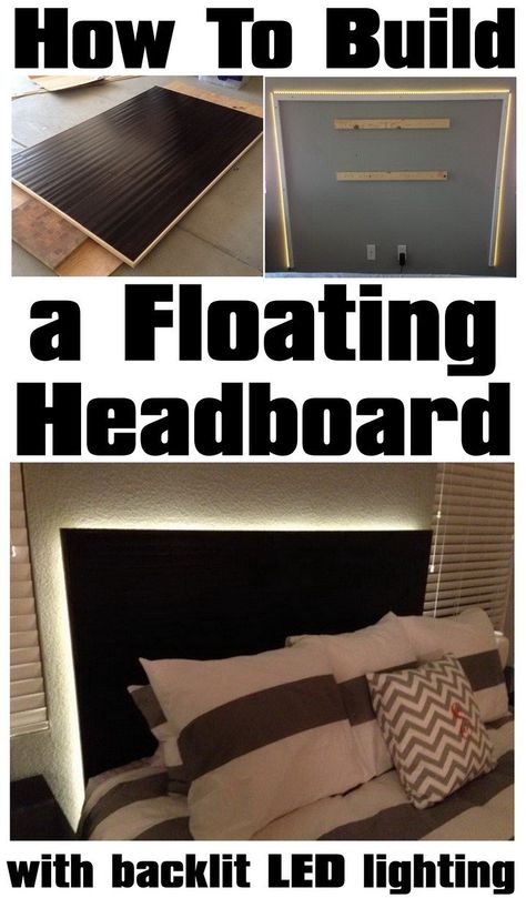 how to build led floating headboard Boy Headboard, Diy Headboard With Lights, Bed Headboard Ideas, Floating Headboard, Diy Headboard Ideas, Headboard Projects, Boy Frame, Headboard Bench, Lighting Diy