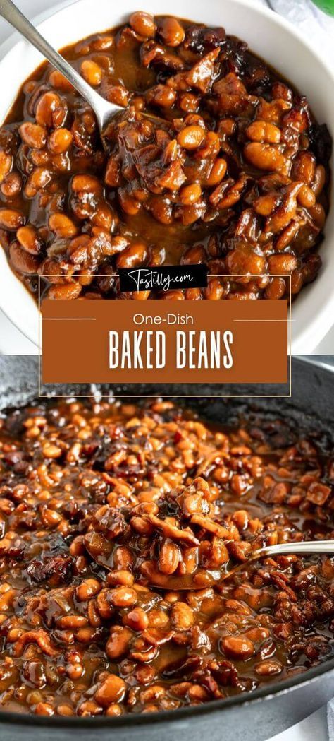 One-Dish Baked Beans: Easy Cleanup Perfect For Parties Canned Baked Beans Recipe Easy, Canned Baked Beans Recipe, Baked Beans Recipe Easy, Best Ever Baked Beans, Boston Beans, Meal Sides, Bean Soups, Beans Baked, Canned Baked Beans