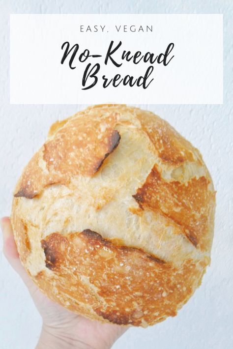 Super Crusty No Knead Bread {Vegan} - Kasheribbean Vegan Crusty Bread, No Knead Crusty Bread, Classic Hummus Recipe, Bread Biscuits, Knead Bread, Biscuit Rolls, Vegan Bread, No Knead Bread, No Knead