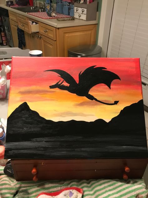 Easy Dragon Painting On Canvas, Dragon Canvas Painting Easy, Fantasy Canvas Painting Ideas, Dragon Painting On Canvas, Game Of Thrones Canvas Painting, Dragon Paintings Easy, Acrylic Dragon Paintings, Game Of Thrones Painting Easy, Easy Painting Ideas On Square Canvas