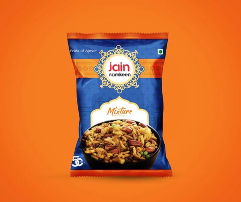 Packaging Design For Rajasthan Popular Nameekn Brand | Jain Namkeen Namkeen Packaging Design, Best Packaging Design, Bakery Packaging Design, Packet Design, Packaging Snack, Rice Packaging, Creative Branding Design, Labels Design, Chips Brands