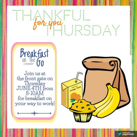 Breakfast on the go at the front gate! Breakfast On The Go Resident Event, Breakfast On The Go Ideas For Residents, Resident Appreciation, Property Management Marketing, Activities Director, Resident Retention, Resident Events, Breakfast Gift, Activity Director