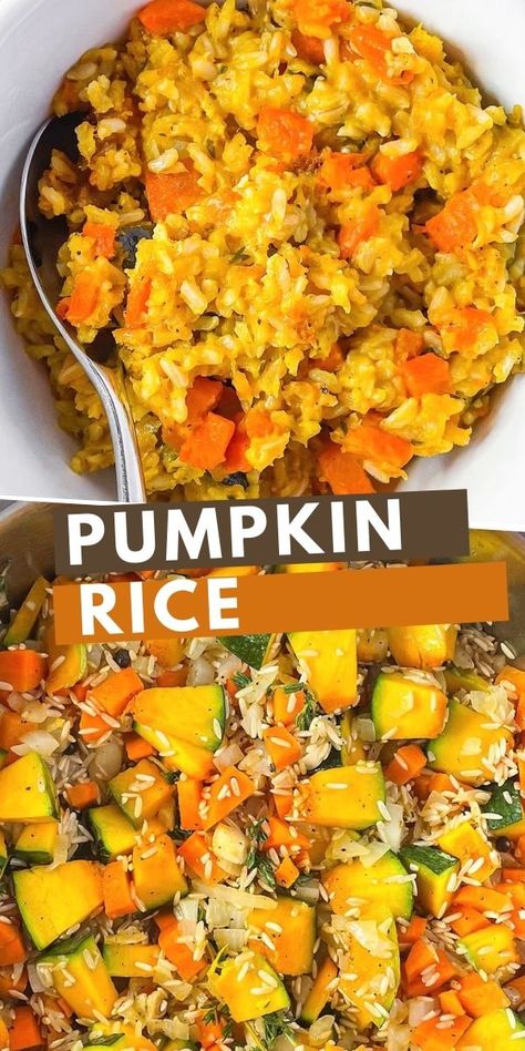 Pumpkin And Rice Recipes, Butternut Squash And Rice Recipes, Pumpkin Fried Rice, Pumpkin Rice, Rice Medley Recipes, Sausage And Rice Stuffed Pumpkin, Jamaican Pumpkin Rice, Pumpkin Recipes Side Dish, Brown Rice Dinner