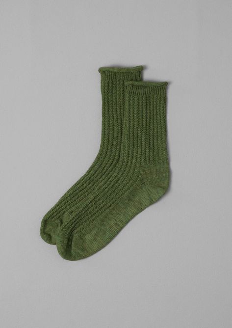 Cotton Marl Socks | Olive Green | TOAST Velvet Accessories, Wool Tights, Ribbed Socks, Socks Knitting, Green Socks, Embroidered Scarf, Handwoven Scarf, Comfortable Pajamas, Woven Scarves