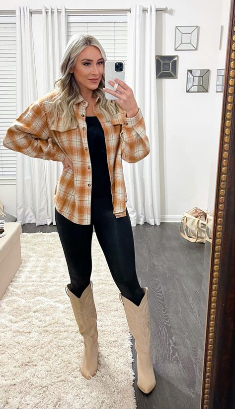 Fall outfits // winter outfit inspo // plaid shacket // weatern style // Use code: NOVEMBER20 on Top Shop the rest of my outfit on the #ltk app - @dannawells Cute Western Outfits, Winter Boots Outfits, Plaid Shacket, Nashville Outfits, Western Outfits Women, Fall Winter Wardrobe, Cold Weather Fashion, Online Clothing Boutiques, My Outfit