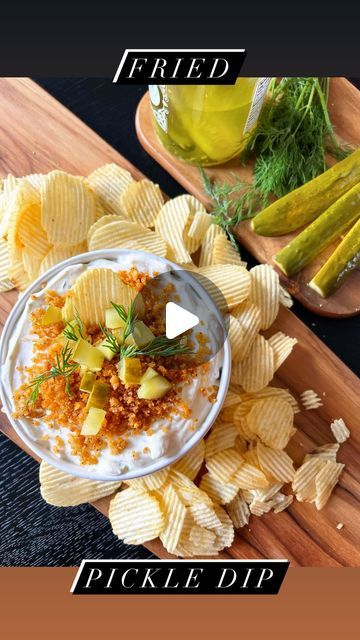 Macy Blackwell on Instagram: "Fried Pickle Dip!🥒😍 Nothing better than a basket full of fried pickles with creamy ranch, besides this chilled dip perfect for summer! Used recipe from @togetherasafamilyblog 

- 2 tablespoons butter
- 1/2 cup Panko bread crumbs
- 1 teaspoon old bay seasoning
- 1 cup sour cream
- 8 oz cream cheese (room temp)
- 1 packet ranch mix
- 1 tablespoon dill pickle juice (from the pickle jar)
- 1 teaspoon lemon juice 
- 1 cup chopped dill pickles
- 1 tablespoon chopped fresh dill
Serve with potato chips!

Directions: 

1. Melt butter in a pan. Mix together panko with old bay seasoning and pour over butter. Stir on medium heat for a couple minutes until golden brown. Sit aside. 
2. In a medium/large bowl add sour cream, cream cheese, ranch, dill pickle juice, and lemo Fried Pickle Dip, Dill Pickle Juice, Macy Blackwell, Snack Dishes, Pickle Dip, Ranch Mix, Creamy Ranch, Pickle Jar, Dill Pickles